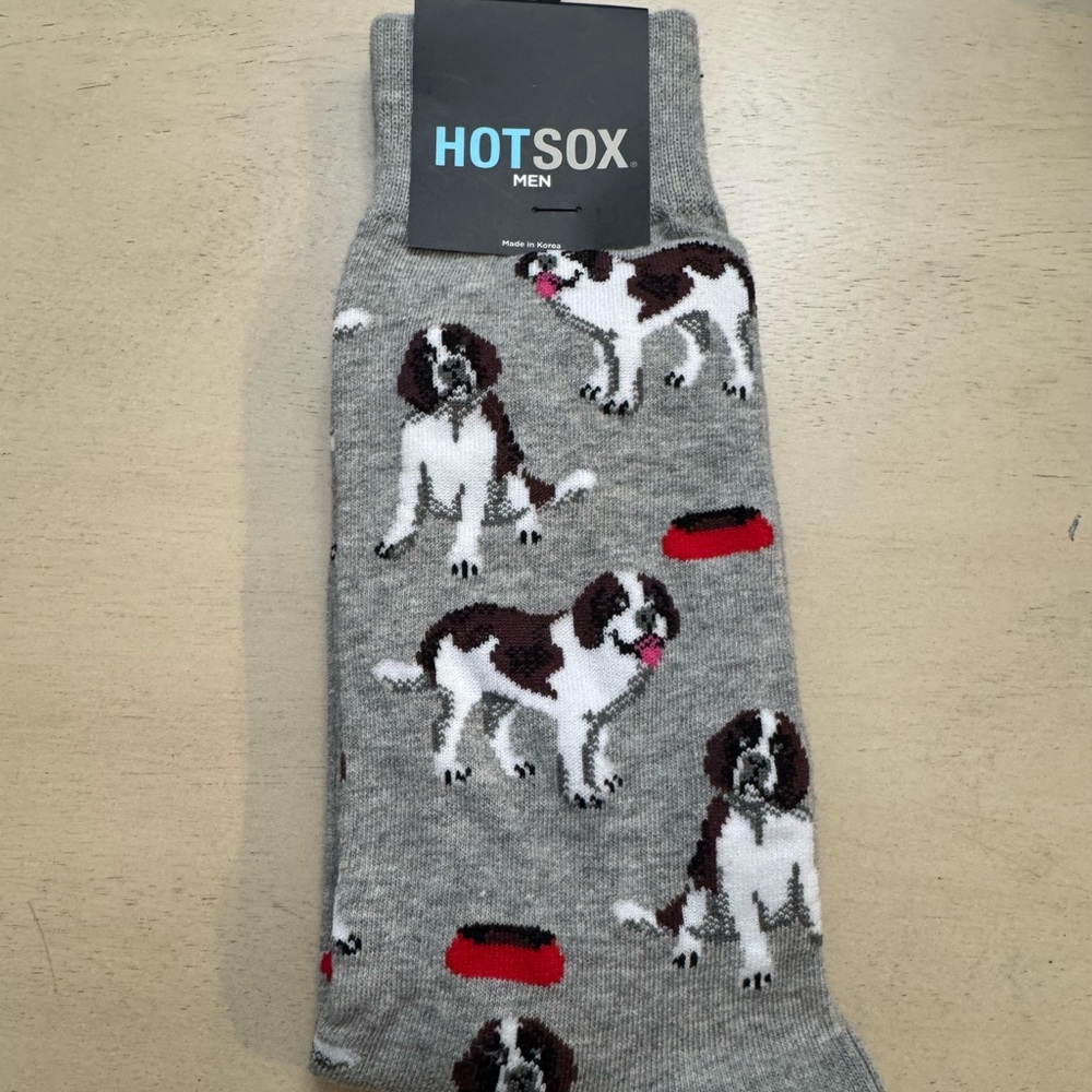 NWT Men’s Hot Sox Gray Crew Socks 🐶